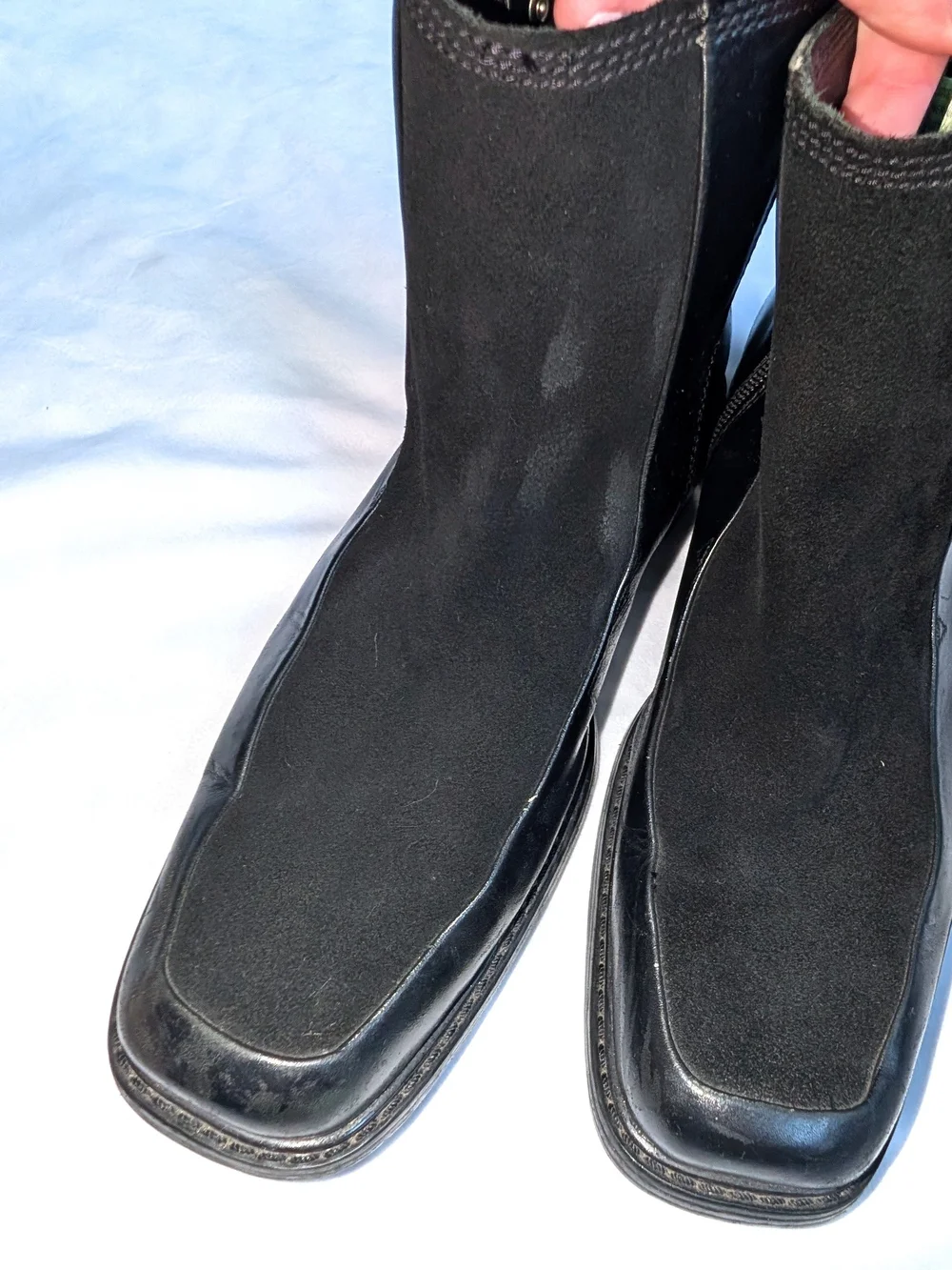 Timberland Mens 11 Black Leather Square Toe Ankle Boots